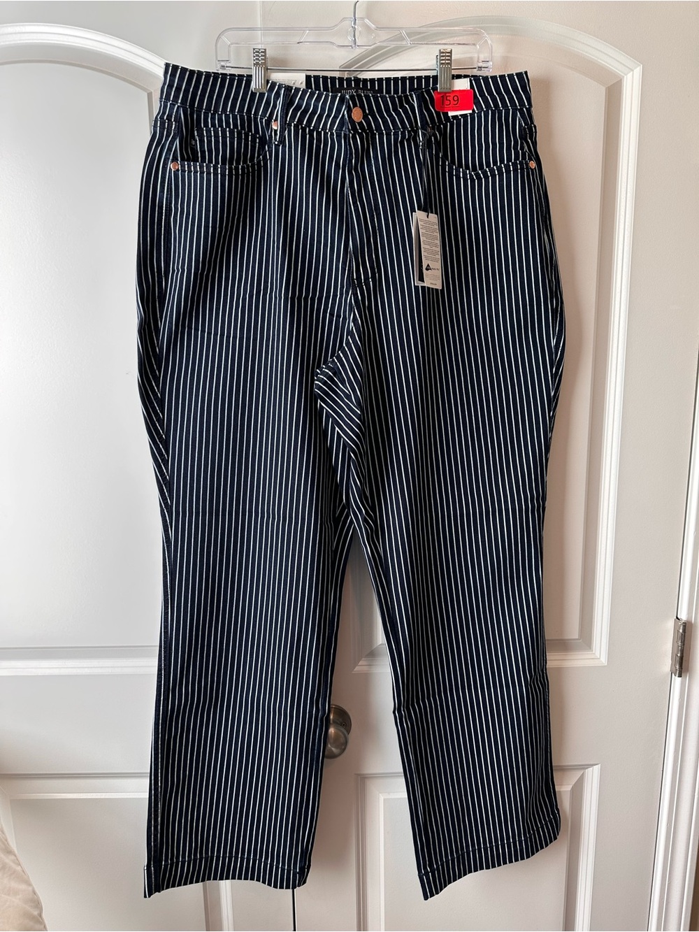 Judy Blue Navy Pinstripe High-Rise Tummy Control Top Jeans
